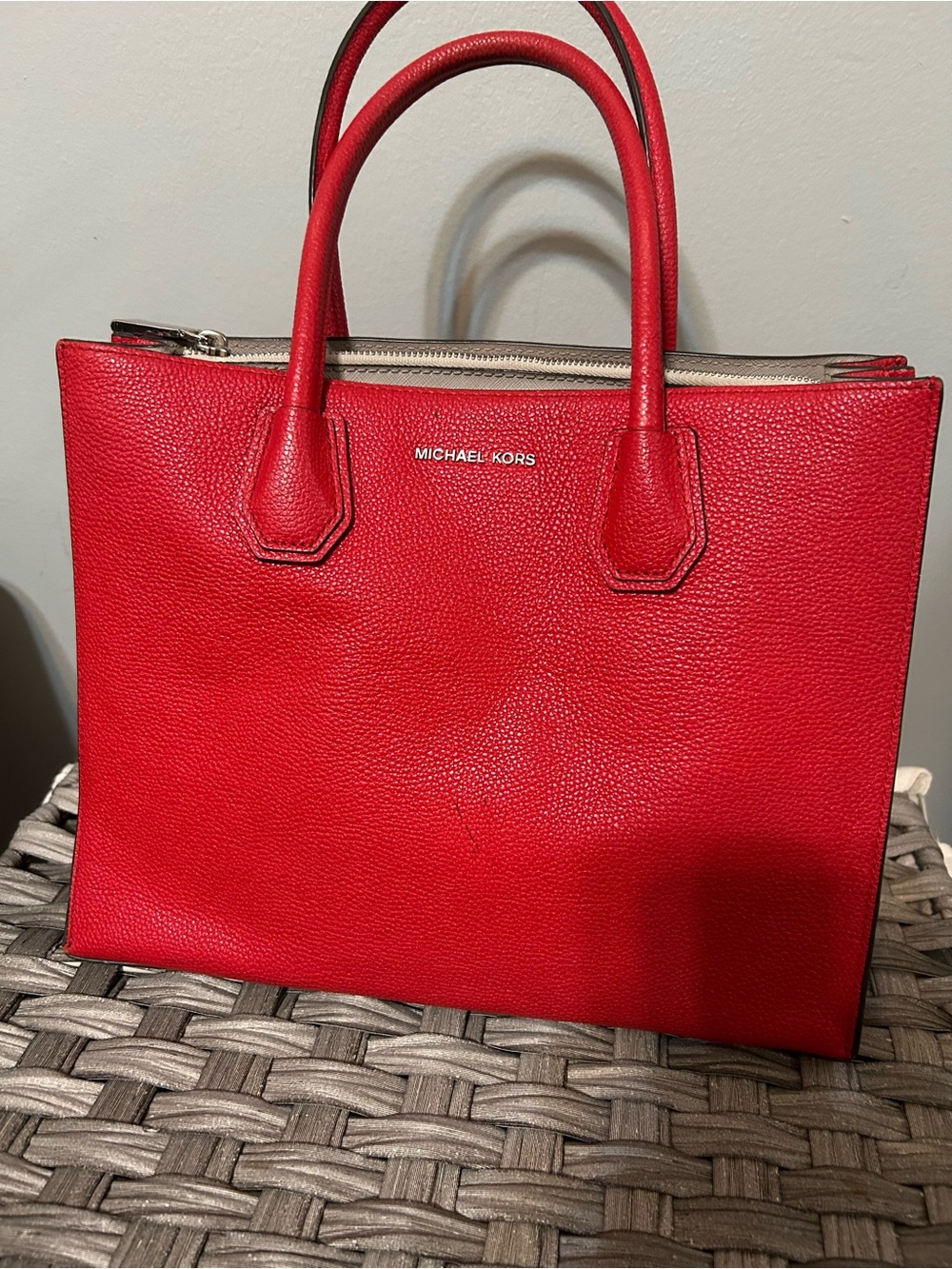 Michael Kors Red Pebbled Leather Satchel